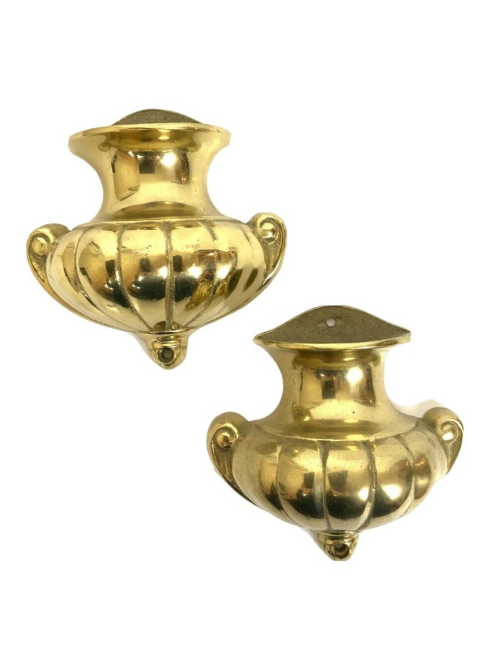 Pair Of Bombay Company Brass Wall Sconces Urn Design Vintage 1989